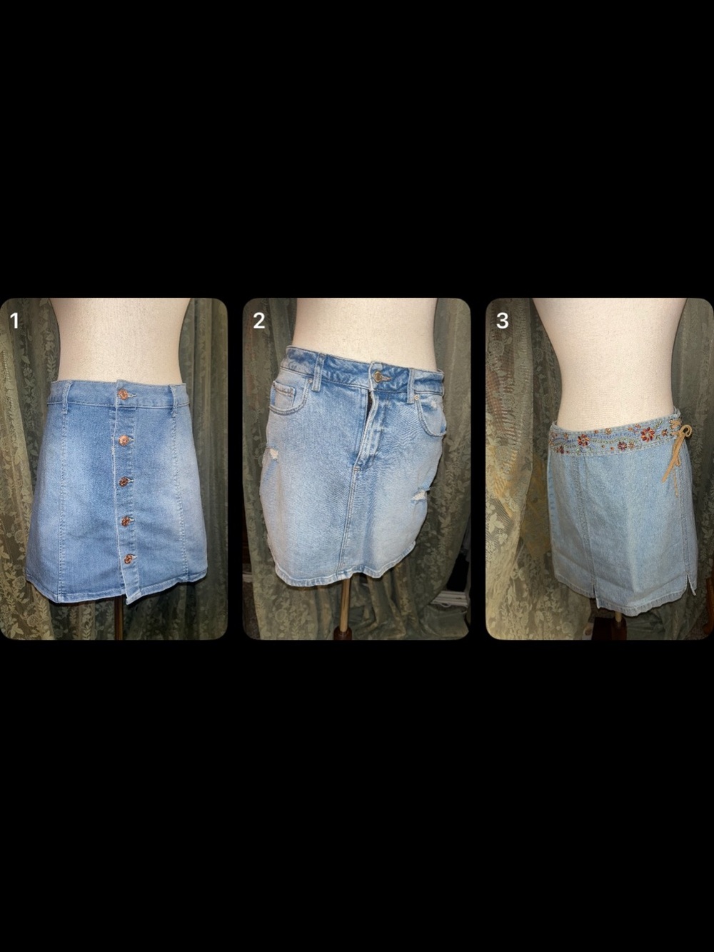 3 pack Light Wash Denim Mini Skirt Casual Women's Skirt